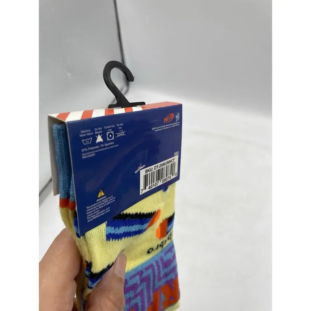 Nerf Men's Novelty Crew Socks 1 Pair Multicolor Shoe 6-12